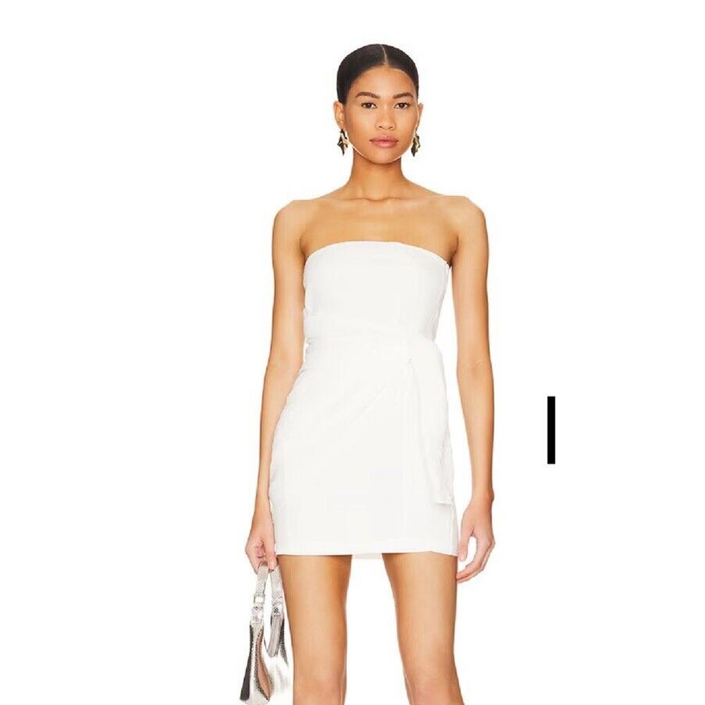 Superdown Andria Strapless Faux Wrap Mini Dress Coquette White Size S